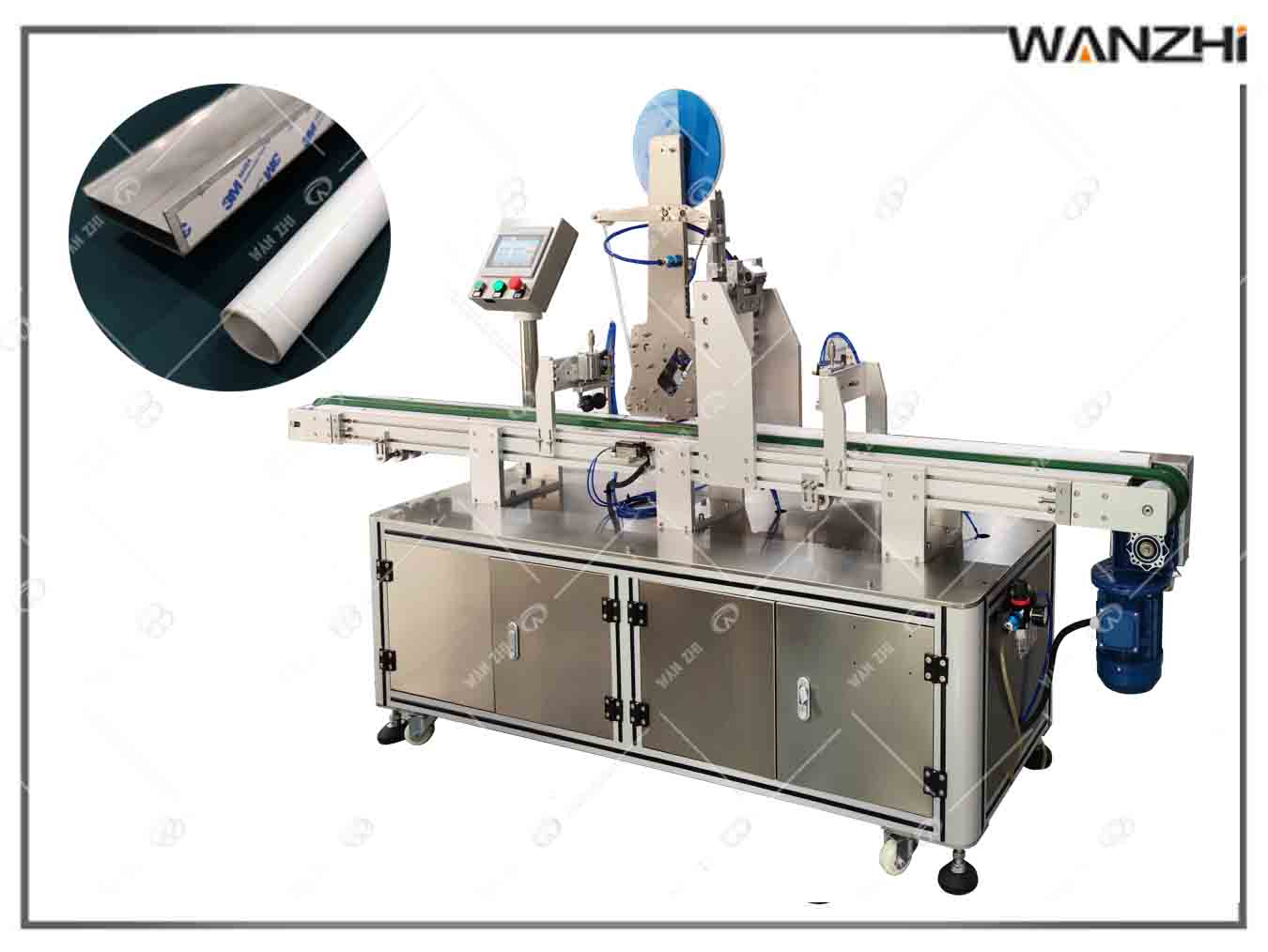 鋁條圓管貼膠機(jī)_圓管貼雙面膠機(jī)_東莞市萬(wàn)志自動(dòng)化科技有限公司